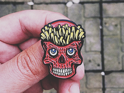 Fries chips cute drawing fries illustration patch pin pins skull