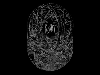Korn art drawing forest illustration ink korn merch tshirt