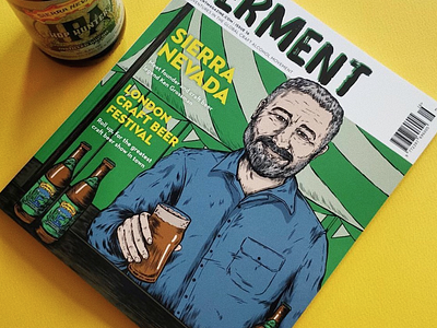 Ferment art beer cover drawing illustration ink magazine pen portrait