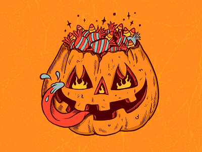 Treat animate art candy draw drawing halloween illustration ink pumpkin treat