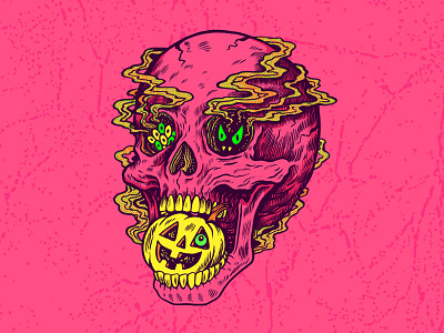 Spooky art drawing halloween illustration pumpkin skull spooky zine
