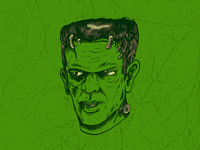 Monster art drawing frankenstein green halloween monster spooky weenzine