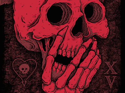 Jeff Soto - Potatostamp alkaline exhibition gig illustration ink pen poster red skull trio