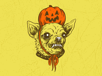 Fangs cute dog fangs halloween illustration pumpkin weenzine