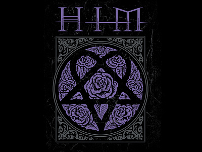 HIM art band drawing heartagram him illustration rose