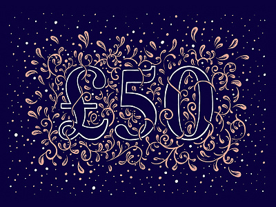 50 50 christmas illustration ink type typography voucher