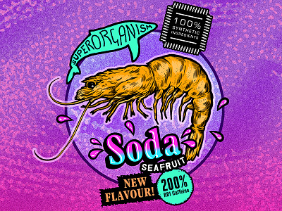 Superorganism bottle design illustration logo packaging pop shrimp soda