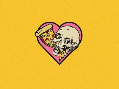 Valentines art drawing icon logo love pizza skull valentines