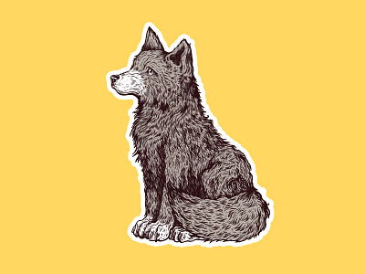 Stickers art design drawing illustration ink pen wolf