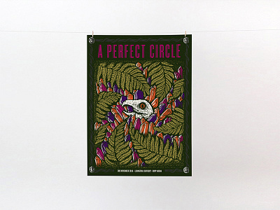 A Perfect Circle Poster band drawing ferns forest gig poster illustration pen and ink poster screen print skull