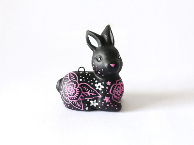 Rabbit Trinket art bunny design drawing floral illustration pen and ink rabbit rose