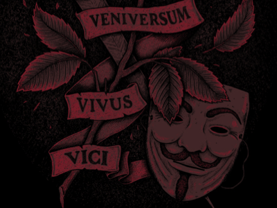 V banner guy fawkes illustration leaves mask rose v for vendetta