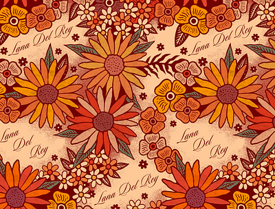 Lana Del Rey art colour design floral illustration pattern retro