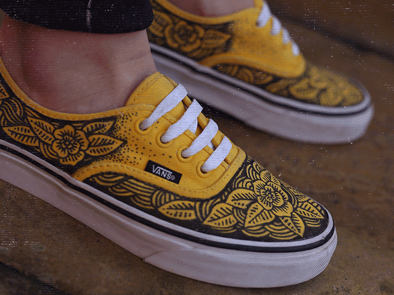 Vans art custom design drawing gif pen and ink vans