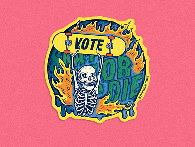 Vote For Climate climate change drawing illustration illustration design pen and ink skull skull art