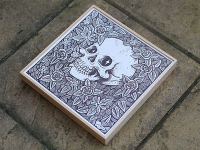 Canvas drawing drawing ink drawings floral floral art illustration illustration design original art pen and ink sharpie skull wood