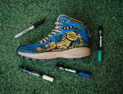 New Customs custom custom shoes pen and ink posca shoes sneakers tattoo tiger