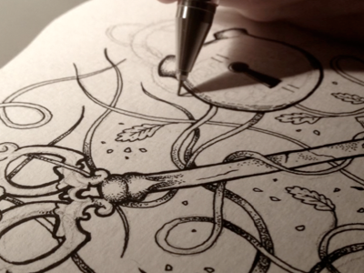 New Process Video detail drawing hand heart illustration ink key lock love pen valentines