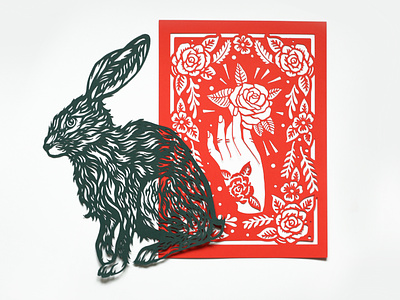 Die Cuts diecut drawing floral hare