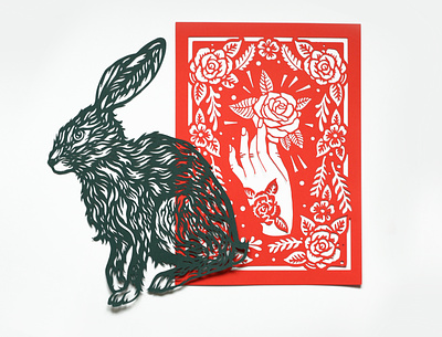 Die Cuts diecut drawing floral hare