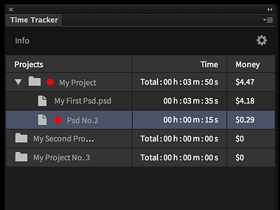 PS Time Tracker freelancer money panel photoshop projects psd time tool track tracker