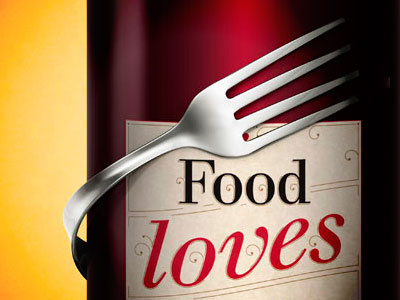 Food Loves 3d render advertising typography wine label