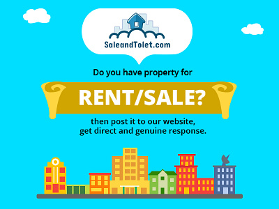 Property website ad advertisement blue digital ad illustration property real estate rent sale property saleandtolet vector