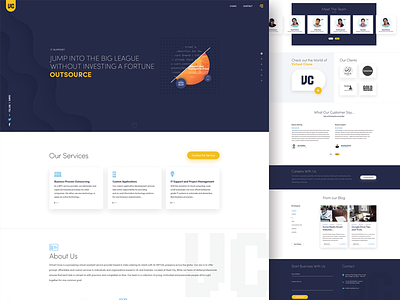 Landing page design for IT industry blue and orange blue website home page design it company landing page ui user experience design website designing company white web page