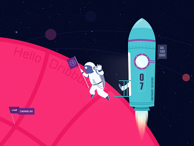 Dribbble Shot astro creative illustration invite launcher space theme