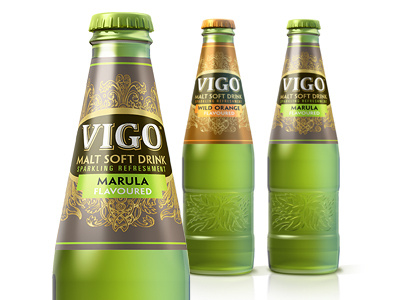 Vigo beverage bottle design packaging vigo malt soft drink