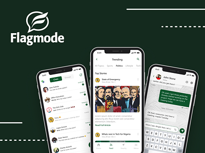 Flagmode app chat figma green iphone mobile network nigeria social ui ux