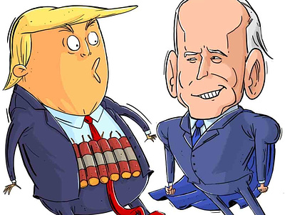 Biden vs Trump biden bidenharris editorial cartoon illustration political cartoon press cartoon trump