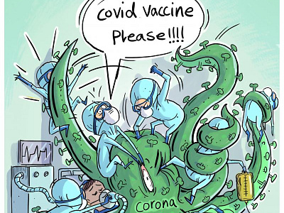 Waiting for covid vaccine corona virus covid 19 design editorial cartoon illustration mahnaz yazdani political cartoon press cartoon social cartoon unequality vaccination