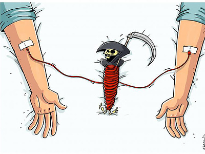 Blood Donor blood donor branding corona virus covid oxygen crisis design editorial cartoon mahnaz yazdani political cartoon press cartoon social cartoon vaccination