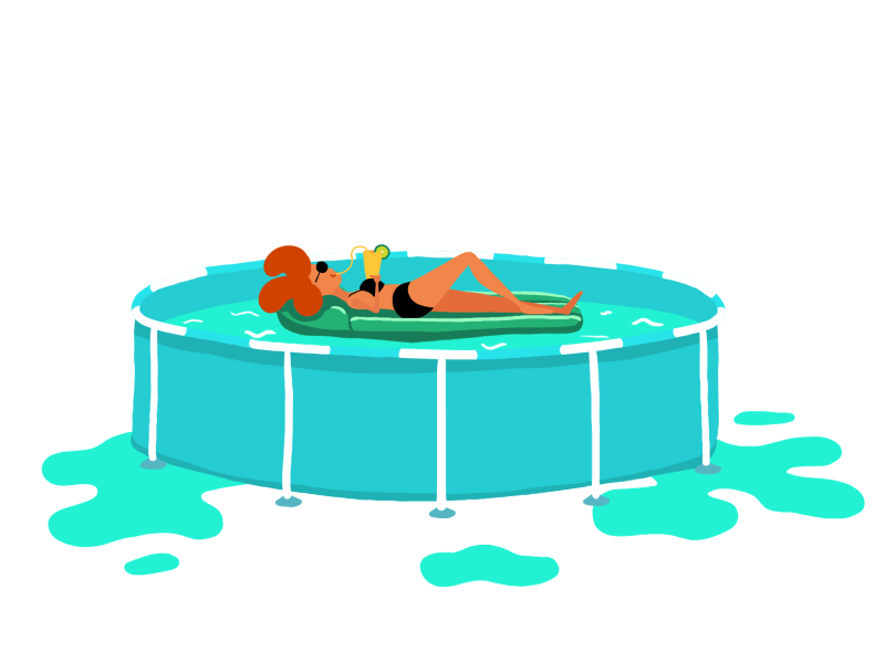 Day off animation bikini illustration pool relax sleep vector water woman