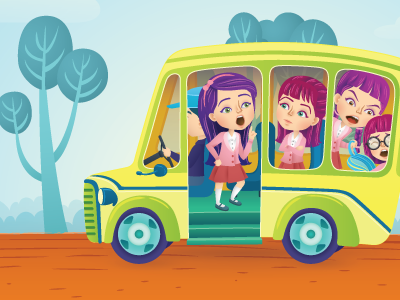 “Friend Personalities” bossy bully bus character children editorial illustration illustrator magazine school vector