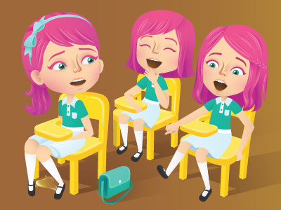 “Totally Embarrassing” story character children editorial illustration illustrator laughing magazine pee students vector