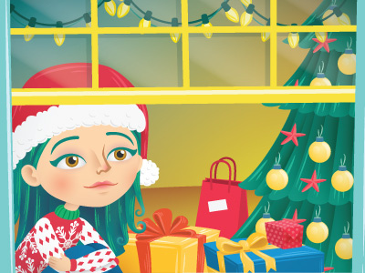 Christmas character children christmas editorial illustration illustrator magazine sad vector window