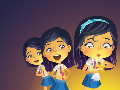Light blowing candle character editorial girls illustration illustrator magazine school students vector