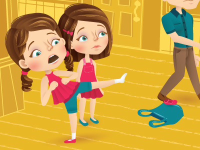 Flying Kick character childrens editorial girls illustration illustrator kick magazine school vector