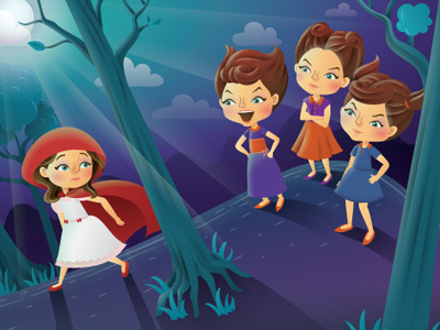 Red Riding Hood character childrens editorial forest girls illustration illustrator magazine night vector