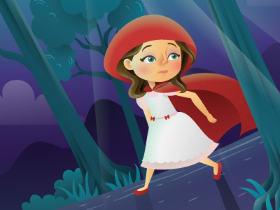 Red Riding Hood Closeup 1 character childrens editorial forest girls illustration illustrator magazine night vector