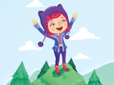 Mountaintop character characters children childrens editorial illustration illustrator kids magazine mountain vector