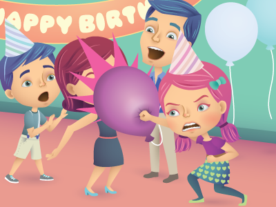 Total Girl Sept 2012 balloons birthday characters children editorial illustration illustrator magazine party punch