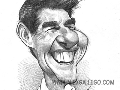 Tom Cruise actor caricature caricatures cartoon humour pencil pencils