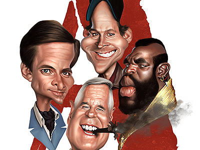 The A-Team 80s actors caricature caricatures celebrities humour television tv show