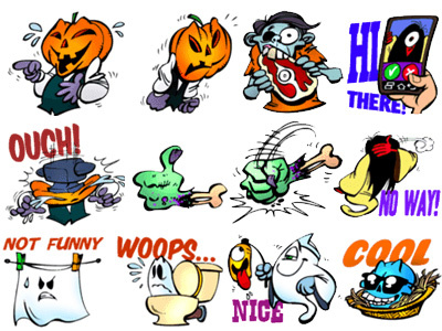 Wanmonstaz sticker pack app chat ghost line mobile monster monsters obake sticker stickers yurei zombie