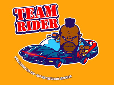 Team Rider 80s 90s a team avatar caricature cartoon comic mashup sticker tv