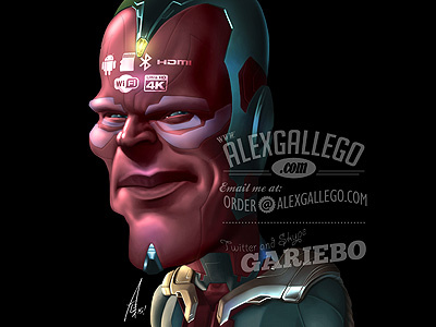 The Vision avatar avengers caricature caricatures cartoon civil war drawing painting superhero the vision vision