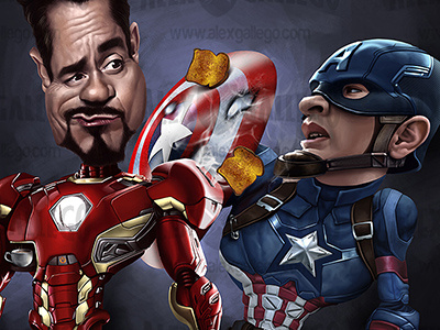 Captain America: Virile War art avengers captain america caricature civil war funny illustration iron man ironman marvel